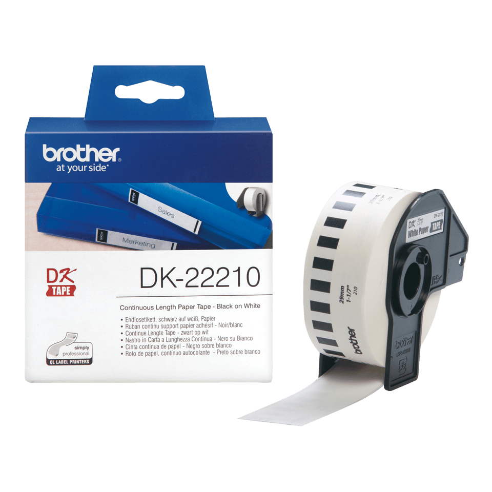 DK CONTINUOUS LABELS WHITE F/ QL-500/550 PAPER 30.48M 29MM