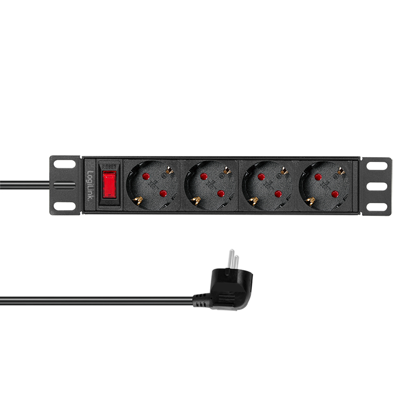 Logilink Steckdosenleiste 4-fach mit Schalter,10(1HE),2m