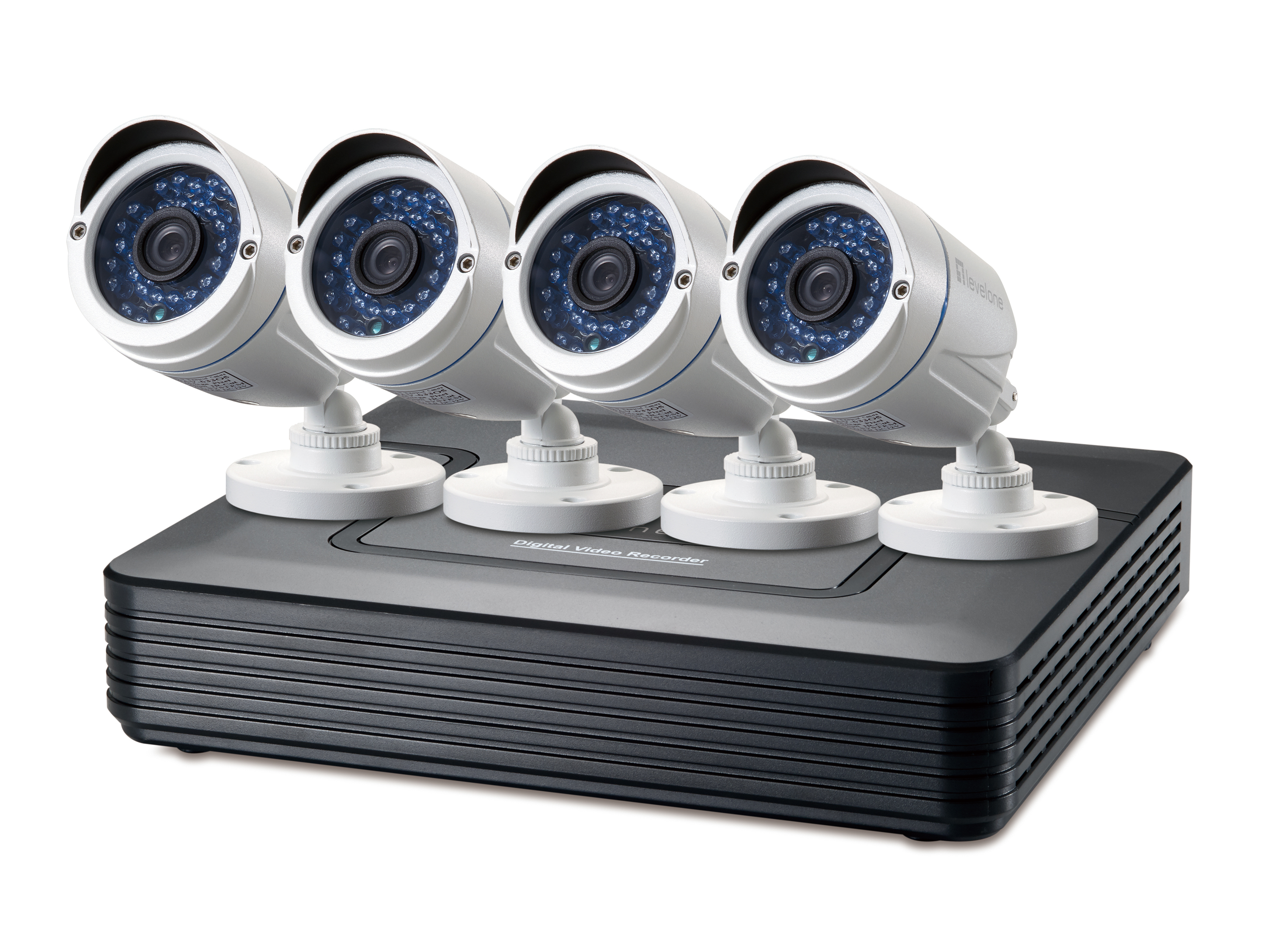 LevelOne CCTV 8-Kanal Kit 2MP/IP66/H.264/1x3,5/IR-30m weiß