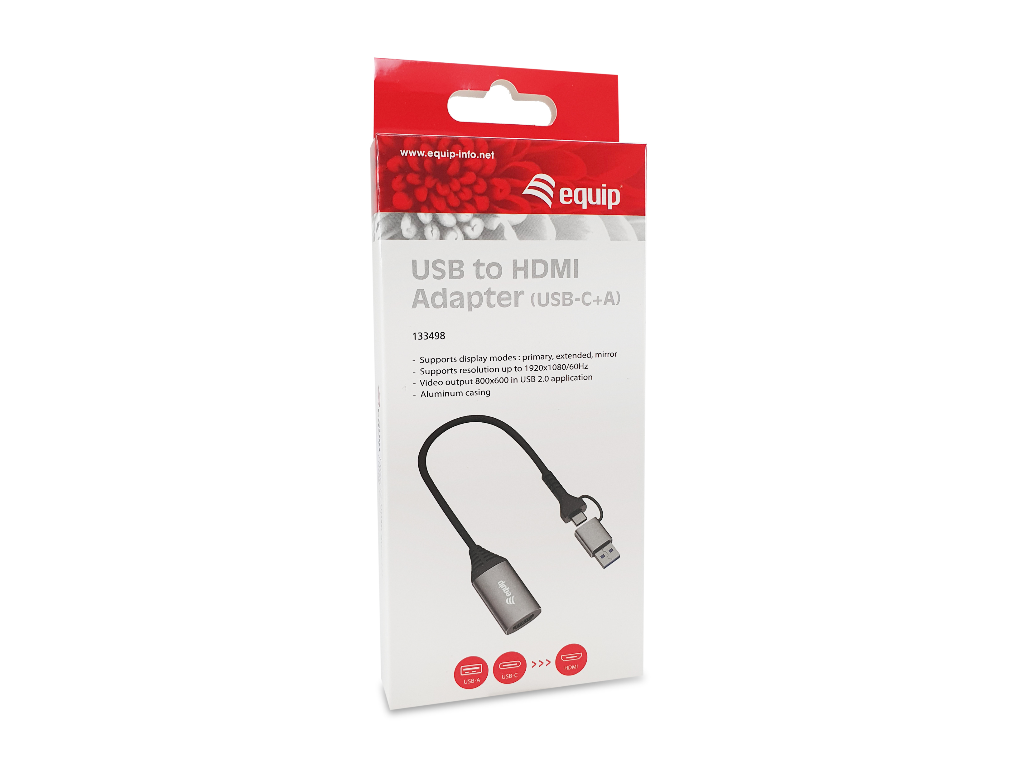 Equip Adapter USB-C/A->HDMI 1920x1080/ 60Hz Alu.