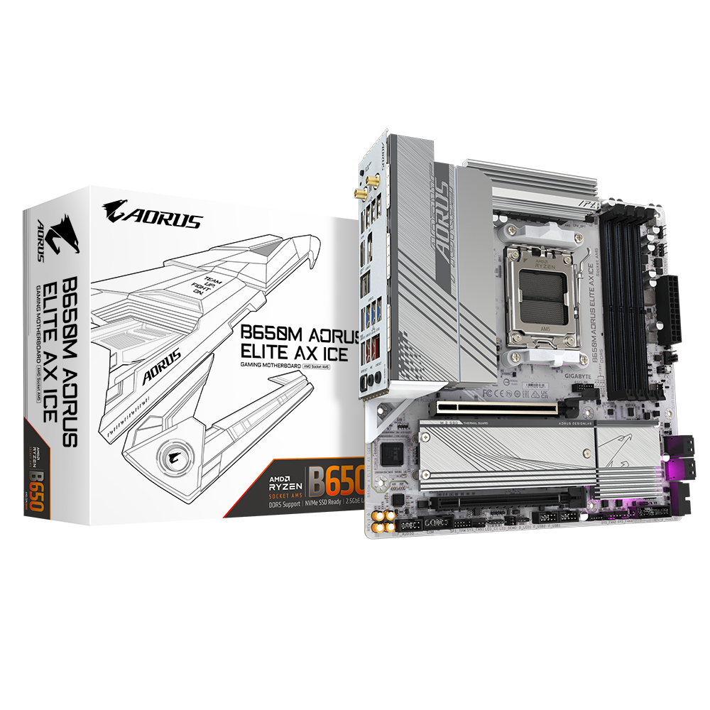 GIGABYTE B650M A ELITE AX ICE AM5 4xDDR5 2xM.2 4xSATA