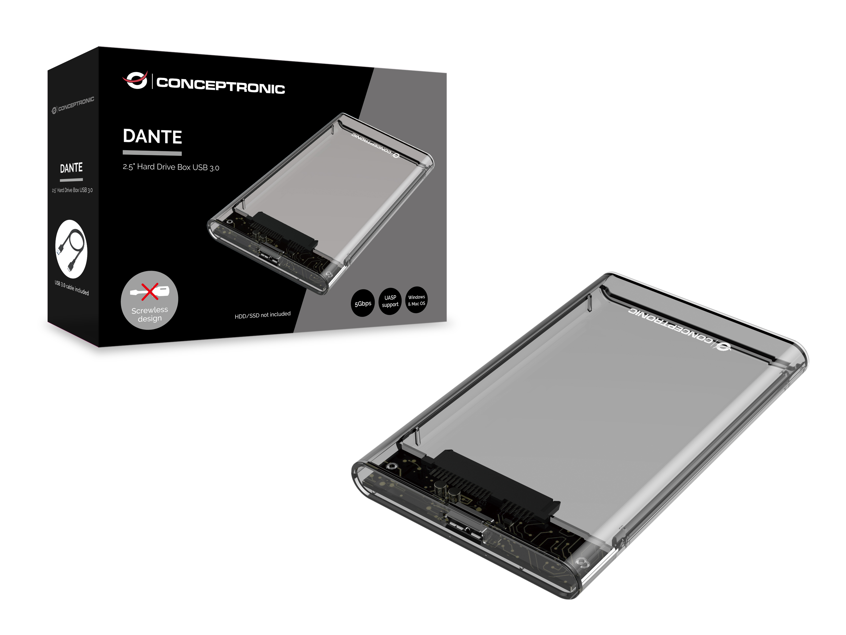 CONCEPTRONIC HDD Gehäuse 2.5SATA HDD/SSD Micro-B 5Gbs tr