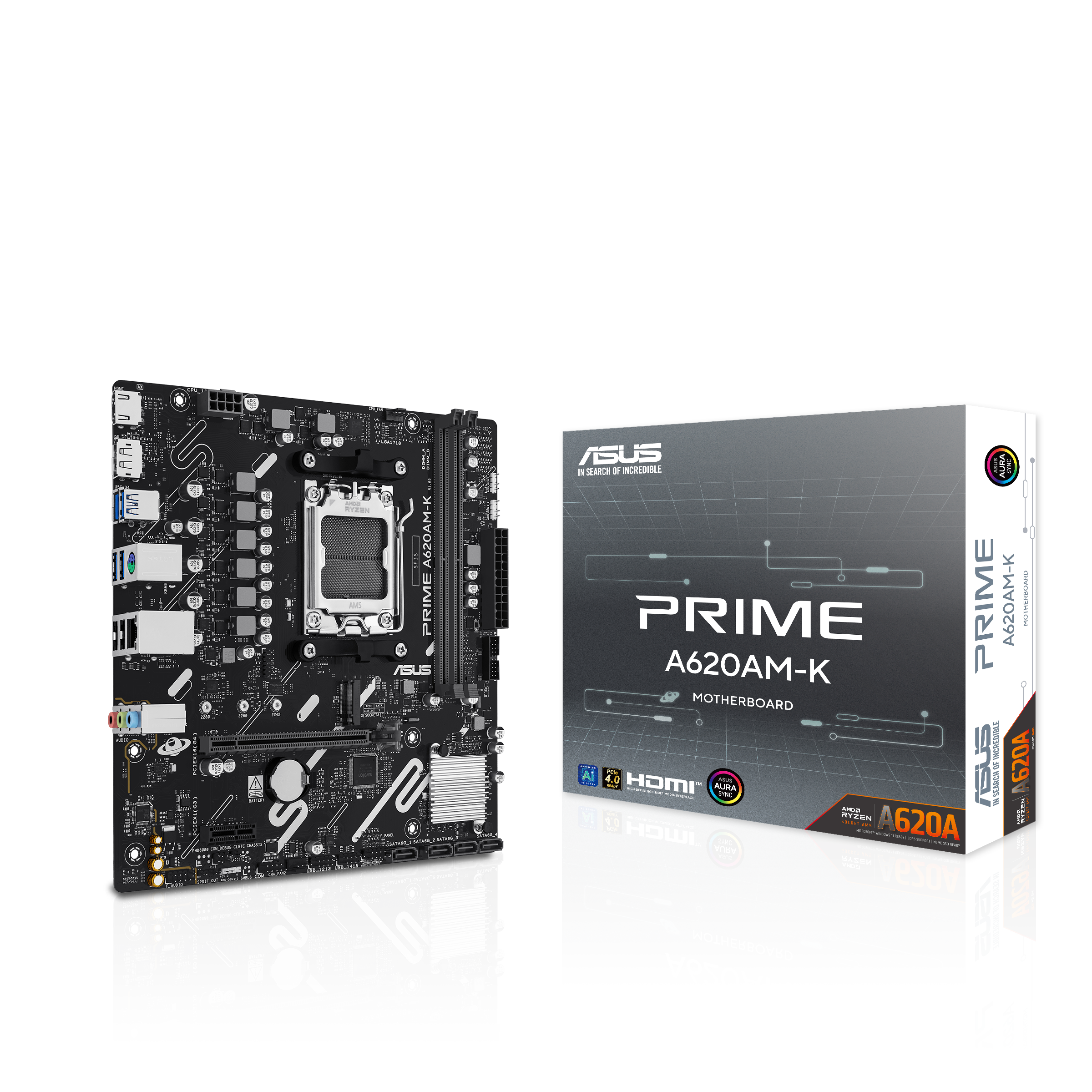 ASUS AMD A620A mATX motherboard 2xDDR5 1xHDMI 2.1 1xDP 1.4 1xM.2 4xSATA