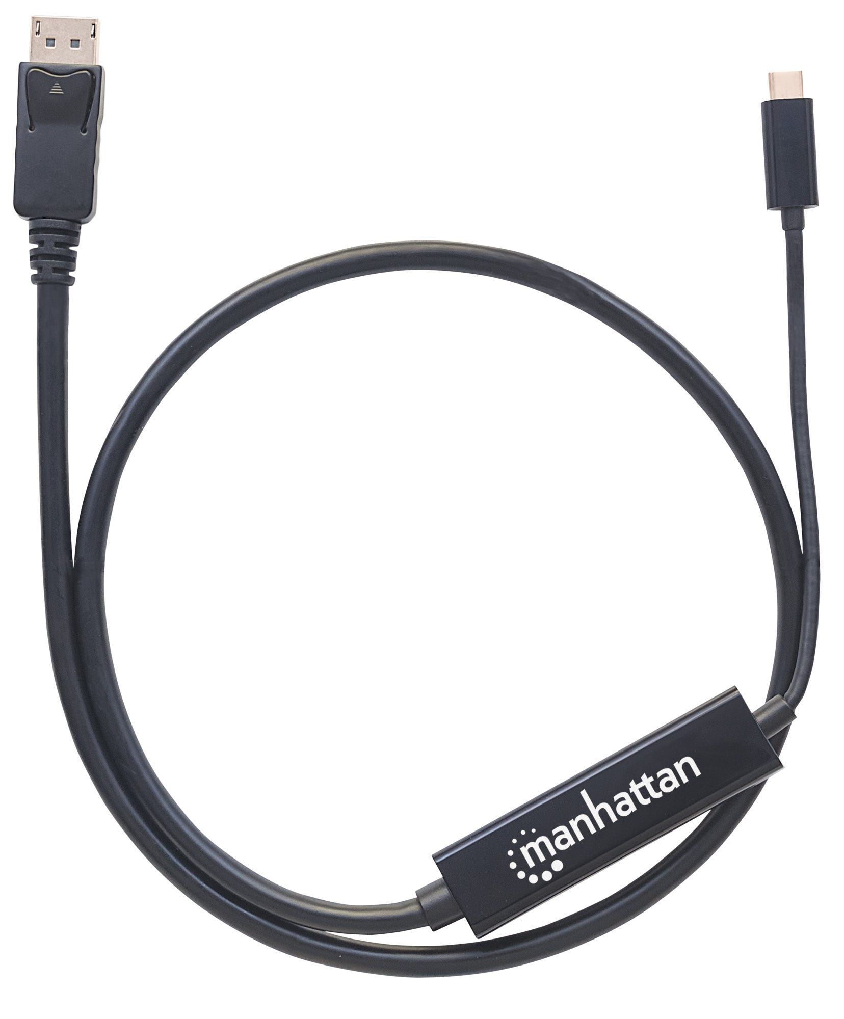 MANHATTAN USB Typ C auf DisplayPort-Kabel 1m Konvertiert das Alternate-Mode-Signal in ein DisplayPort 4K-Ausgangssignal schwarz