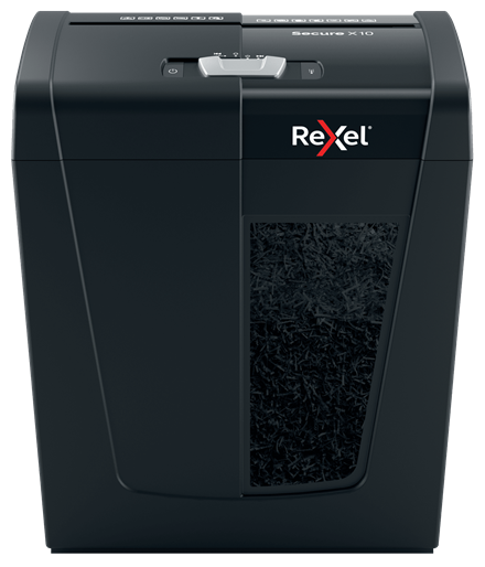 Rexel Secure X10 Aktenvernichter mit Partikelschnitt P-4, 4 x 40 mm, bis 10 Blatt, schwarz