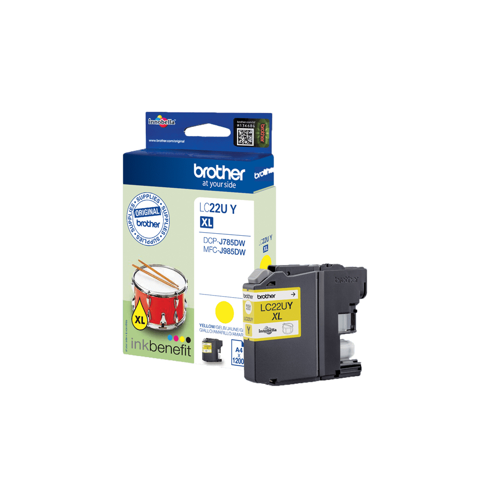 LC-22UY INK CARTRIDGE YELLOW F/MFC-J985DW 1200 PGS STD 24711