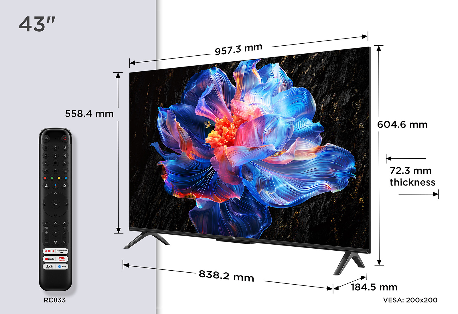 43V6C, LED-Fernseher