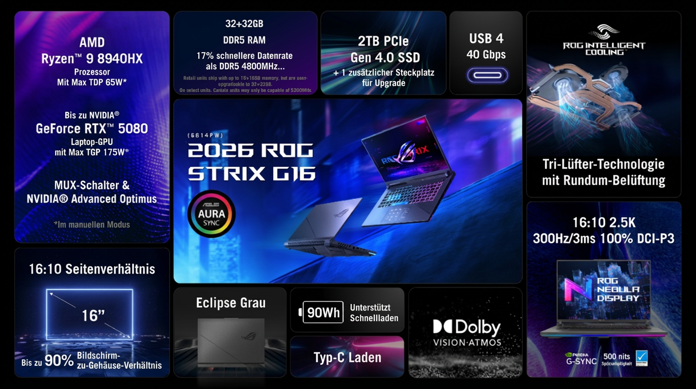 ROG Strix G16 (G614FR-TS229W), Gaming-Notebook