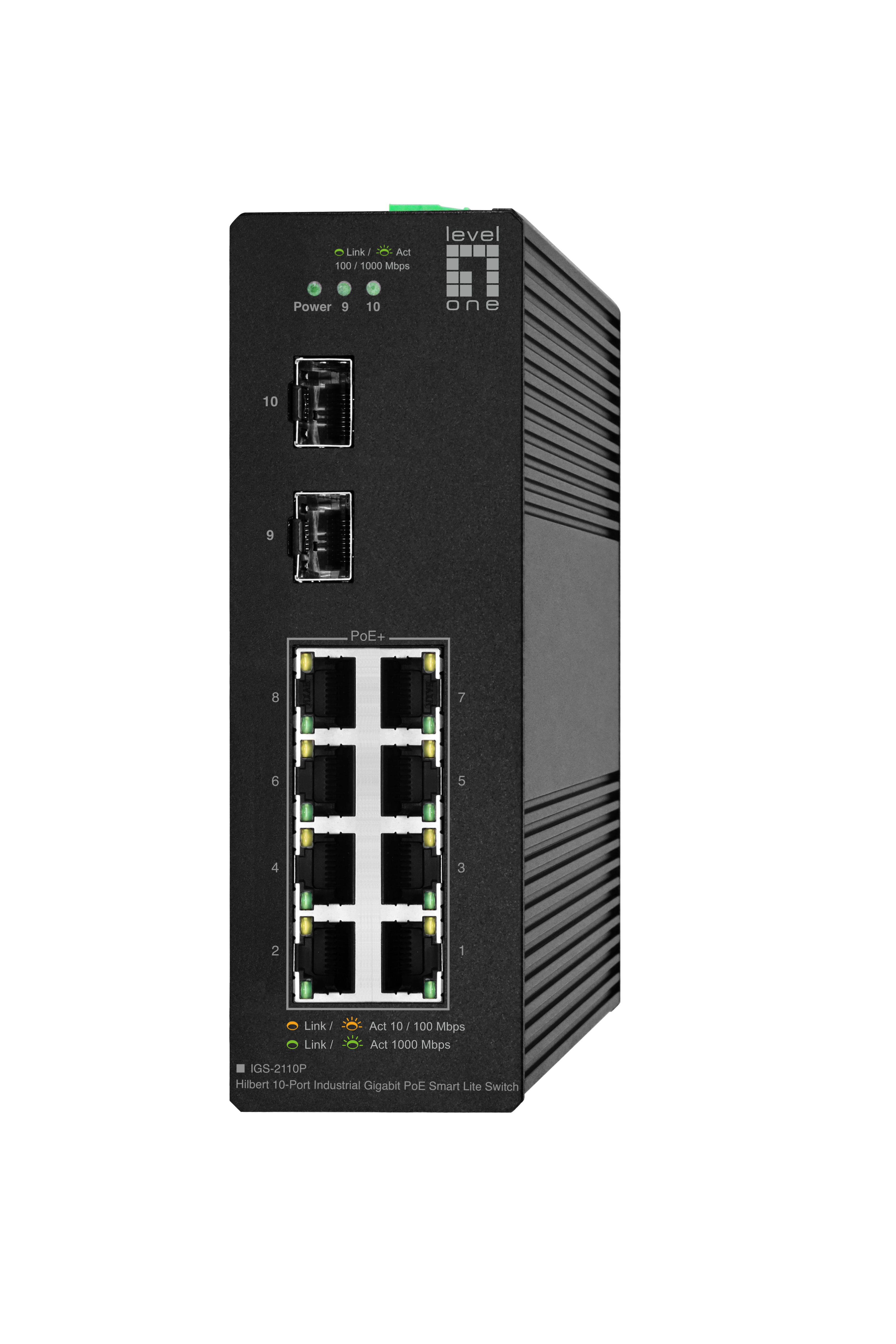 LevelOne Industr.PoE+Switch 8xGE PoE/2xSFP 110W Hilbert SL