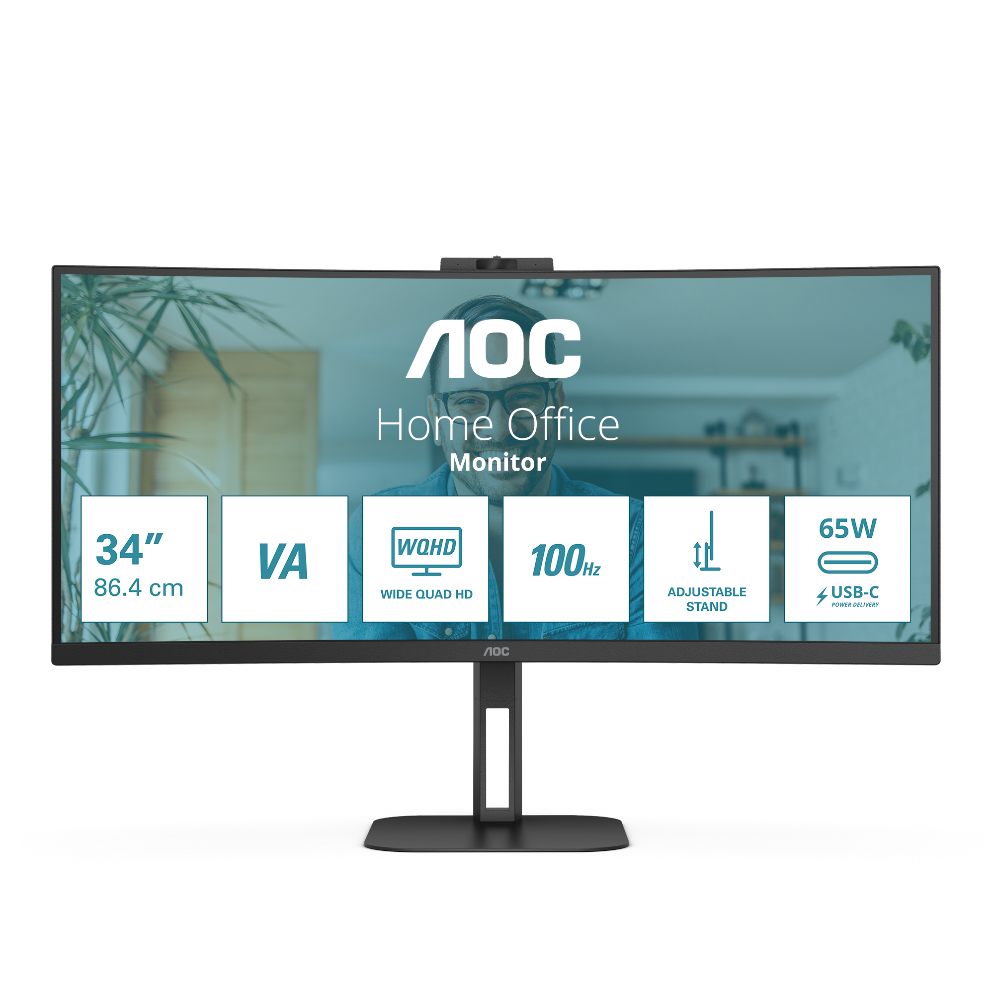 AOC 86,0cm (34) CU34V5CW/BK 21:09 HDMI+DP+USB-C Cur.WebC retail