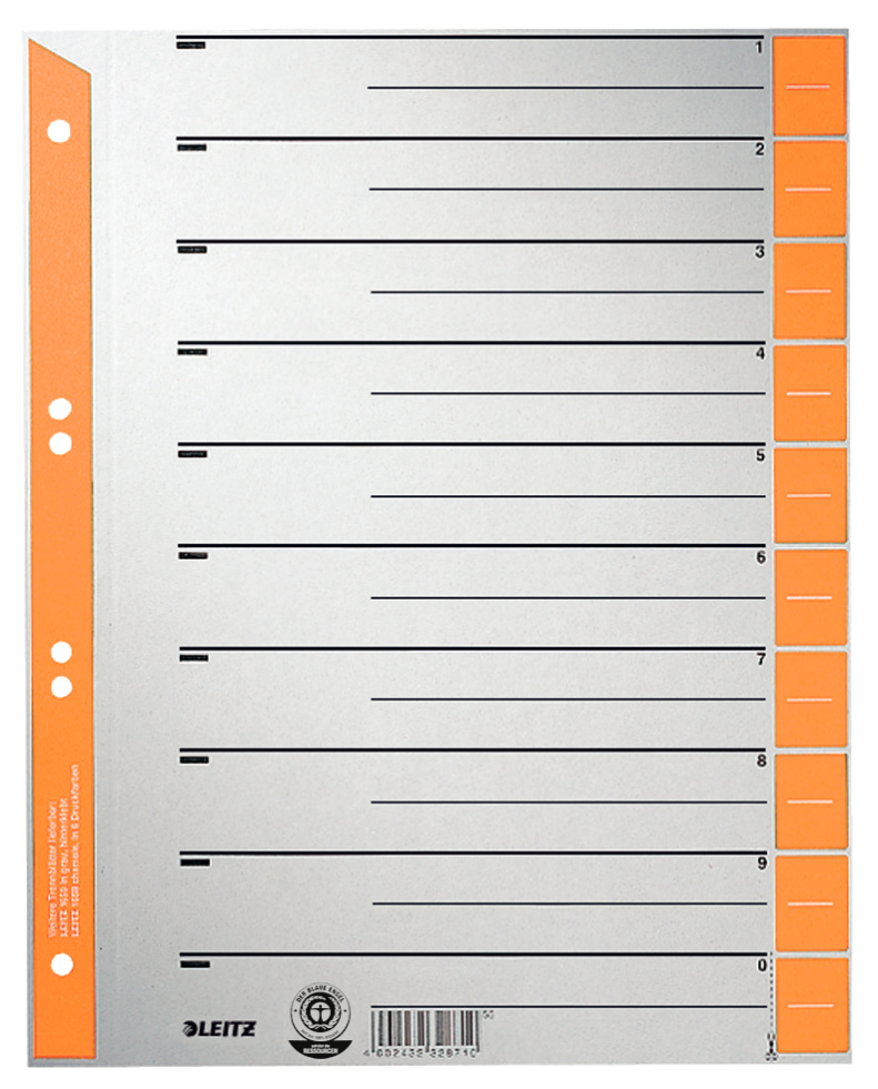 LEITZ Trennblätter 1652 DIN A4 1-0 orange, 230 g/qm, 100 St.