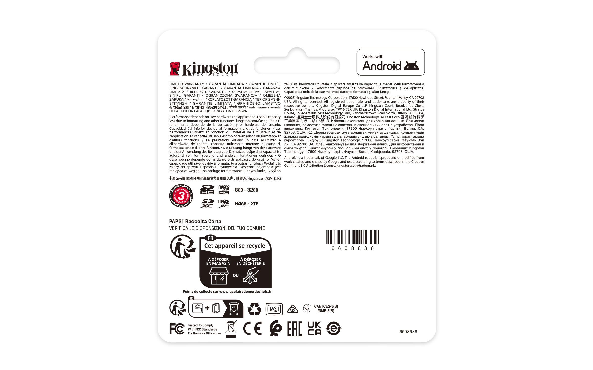 SD MicroSD Card 128GB Kingston SDHC (Class10) o.Adapter retail