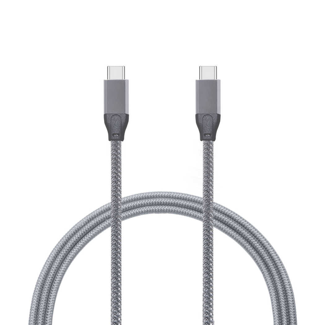 5M USB-C GEN2X2 M/M 20GB 100W 20V/5A GREY BRAIDED OD 5.5MM