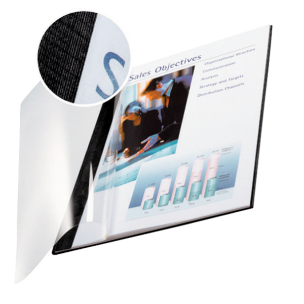 LEITZ Buchbindemappen schwarz Softcover für 36 - 70 Blatt DIN A4, 10 St.