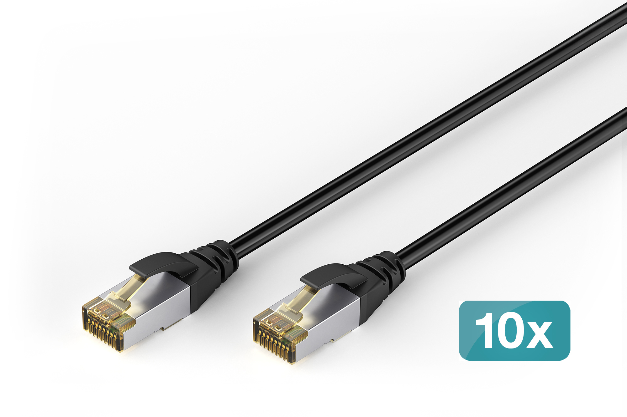 DIGITUS CAT 6A S-FTP Outdoor Patchkabel Ku PE 10 Stk. AWG 26/7 Länge 5 m schwarze Mantelfarbe