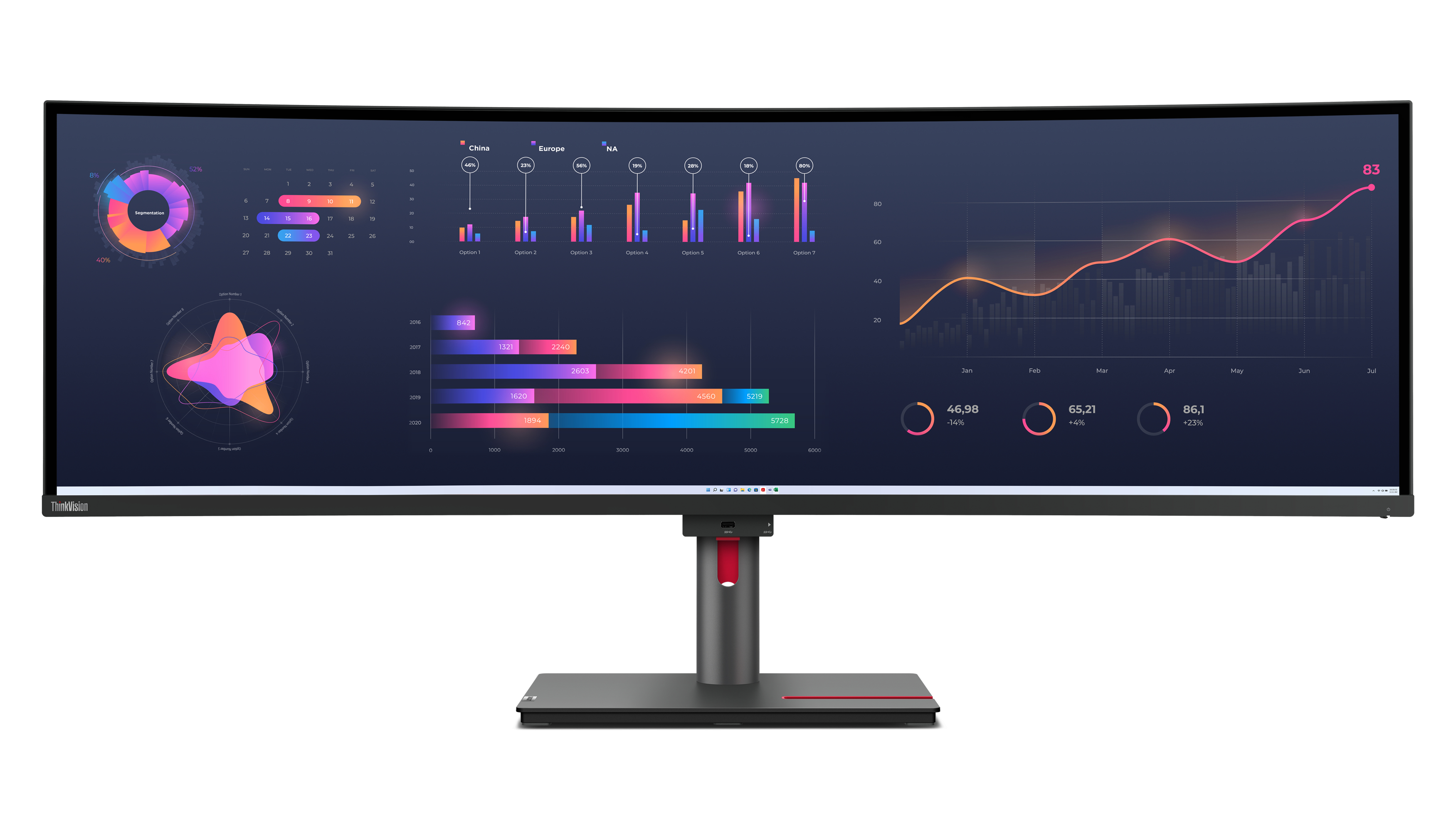 LENOVO ThinkVision P49w-30 LED monitor curved 124,46cm 49Zoll 5120x1440 UltraWide Dual QHD IPS HDR TB4 USB-C Dock 100W 2xHDMI DP