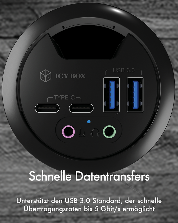 Hub 4-Port IcyBox USB 3.0 IB-HUB1403B Tischeinbau