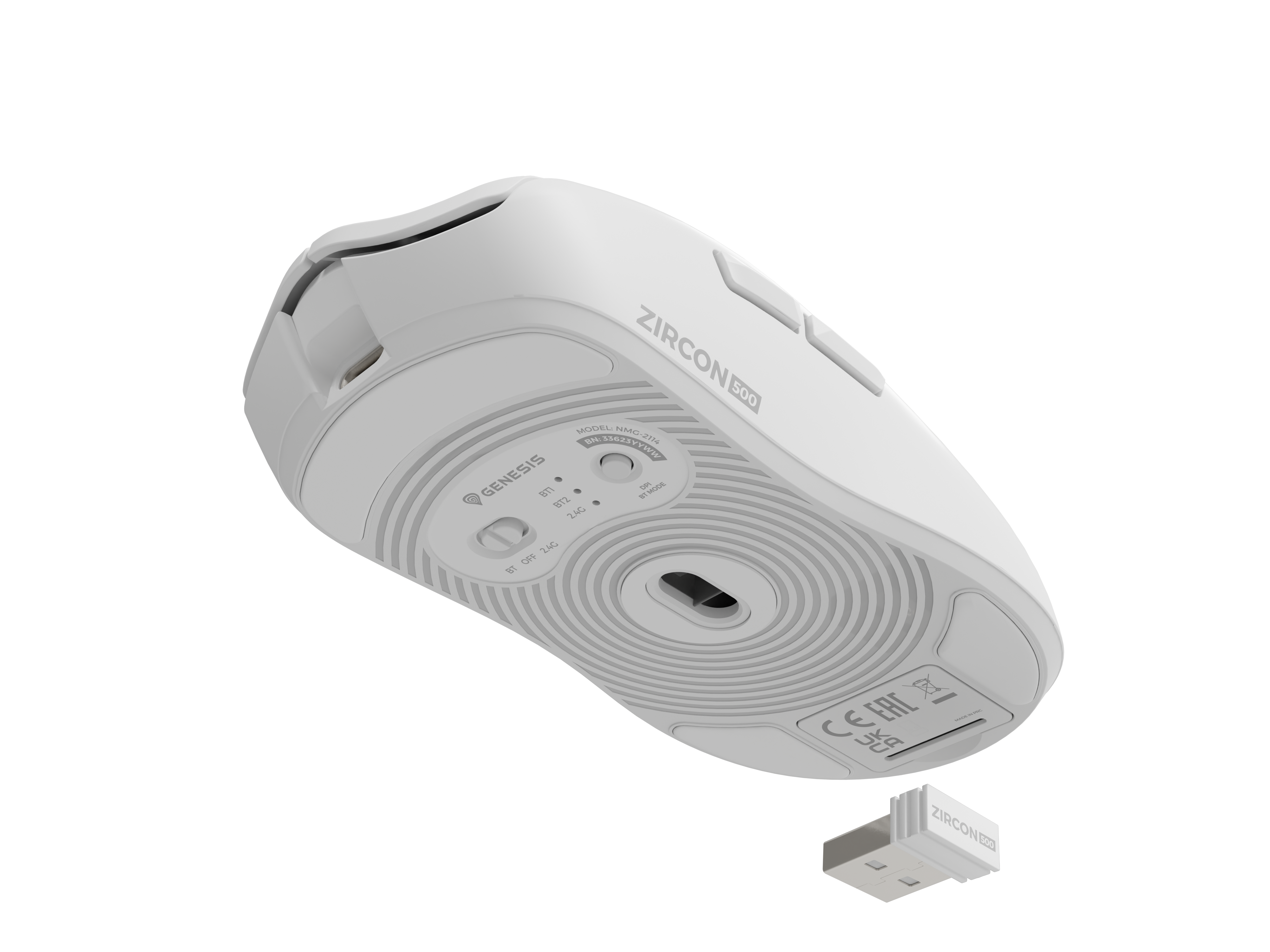 Genesis Gaming Maus ZIRCON 500 G2 kabellos 10000DPI weiß
