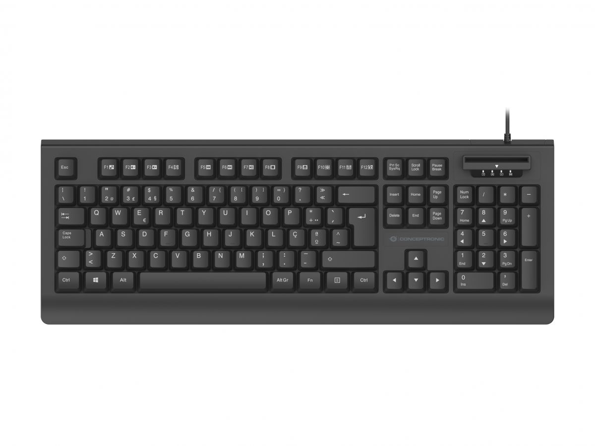 CONCEPTRONIC USB Tastatur +Smart ID-Kartenleser Layout ES sw