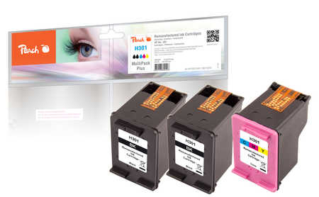 Peach Patrone HP Nr.301 MultiPack Plus no ink level chip remanufactured