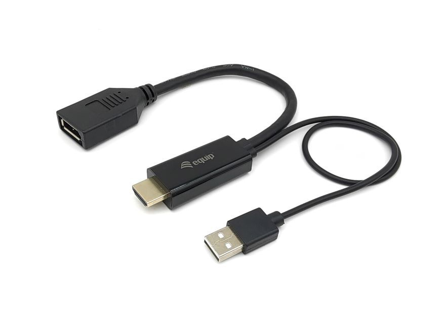 Equip HDMI->DP/USB-A 4K/60Hz Bu/St 0.15m schwarz