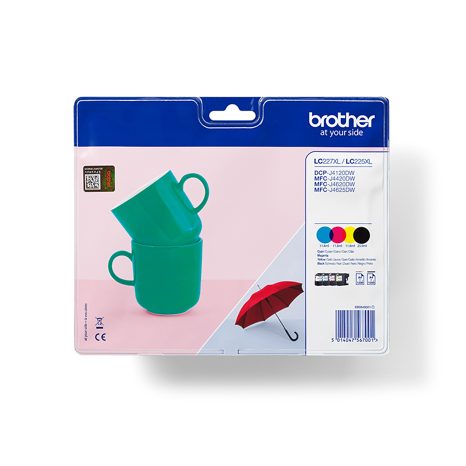 brother LC-227XL/LC-225XL schwarz, cyan, magenta, gelb Druckerpatronen, 4er-Set