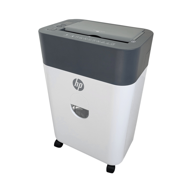 HP OneShred Auto 100CC Aktenvernichter mit Partikelschnitt P-4, 4,3 x 12 mm, bis 100 Blatt, weiß