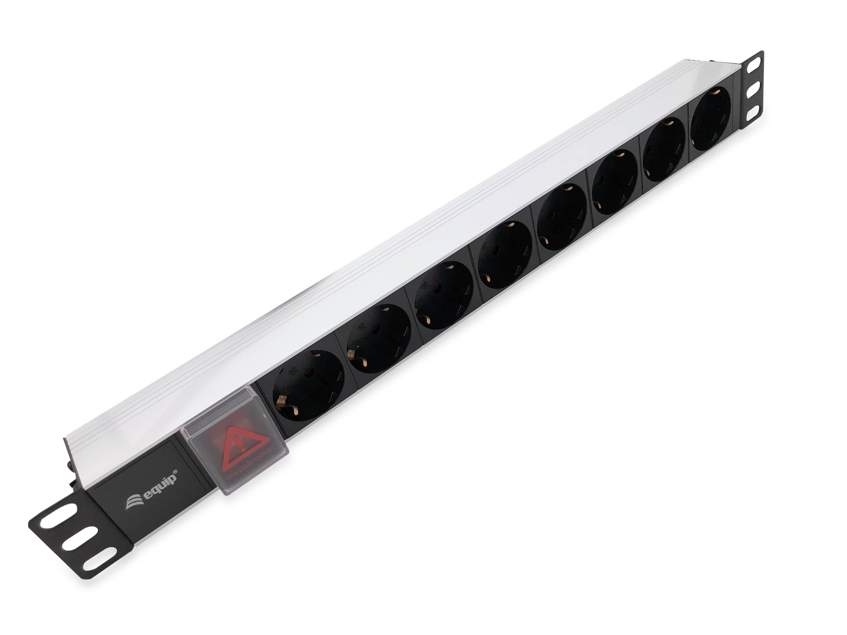 Equip 19 Steckdosenleiste 8xSchuko+Switch->St.90° si. Alu.