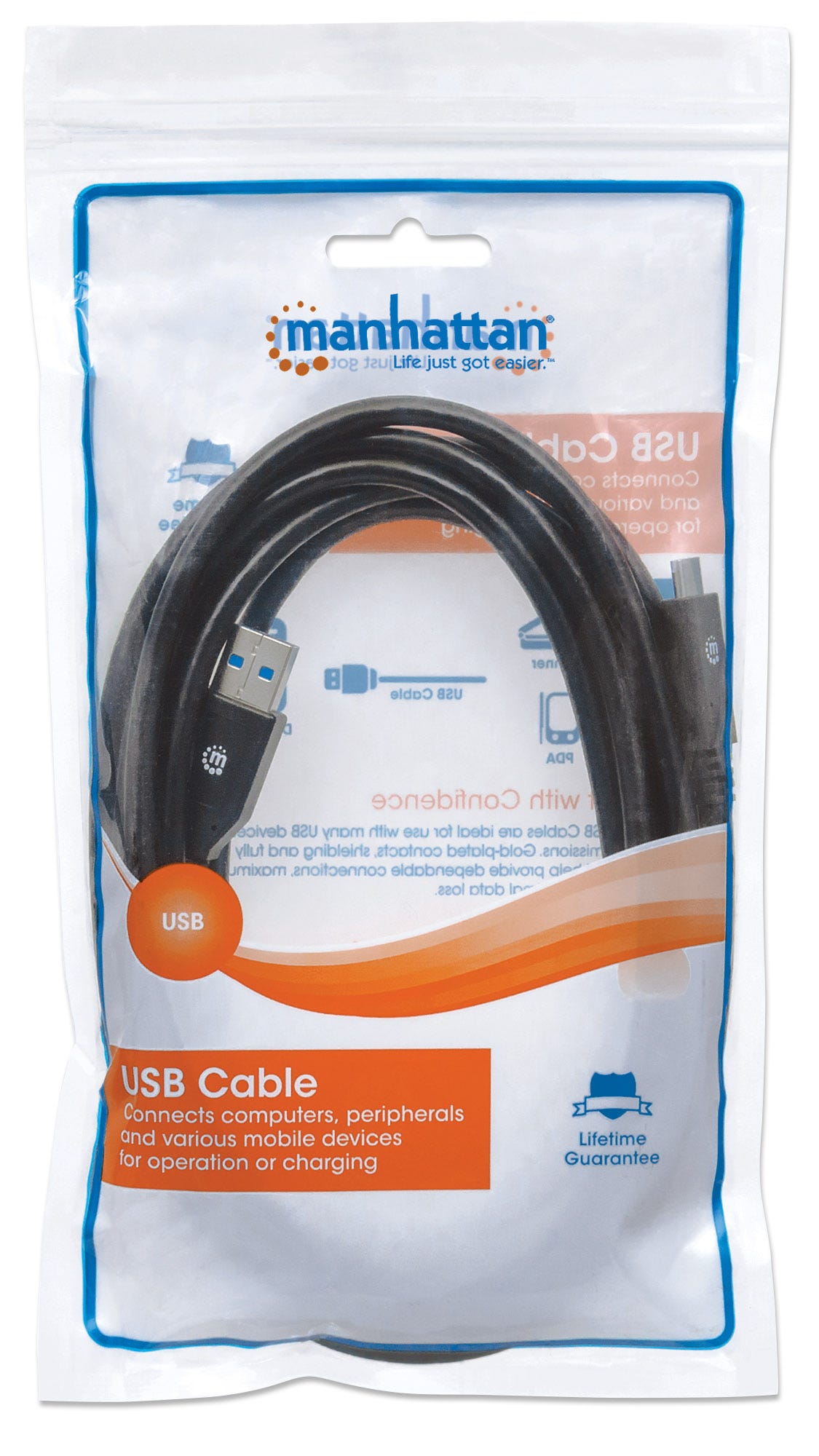 MANHATTAN USB 3.1 Typ C Gen1-Kabel 3m Typ C-Stecker auf Typ A-Stecker 5 Gbit/s schwarz