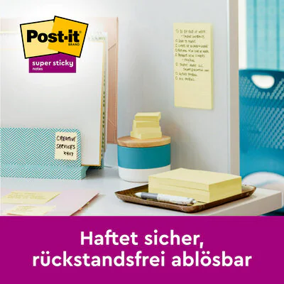 4 + 2 GRATIS: Post-it® Super Sticky Notes Haftnotizen extrastark gelb, 4 Blöcke + GRATIS 2 Blöcke