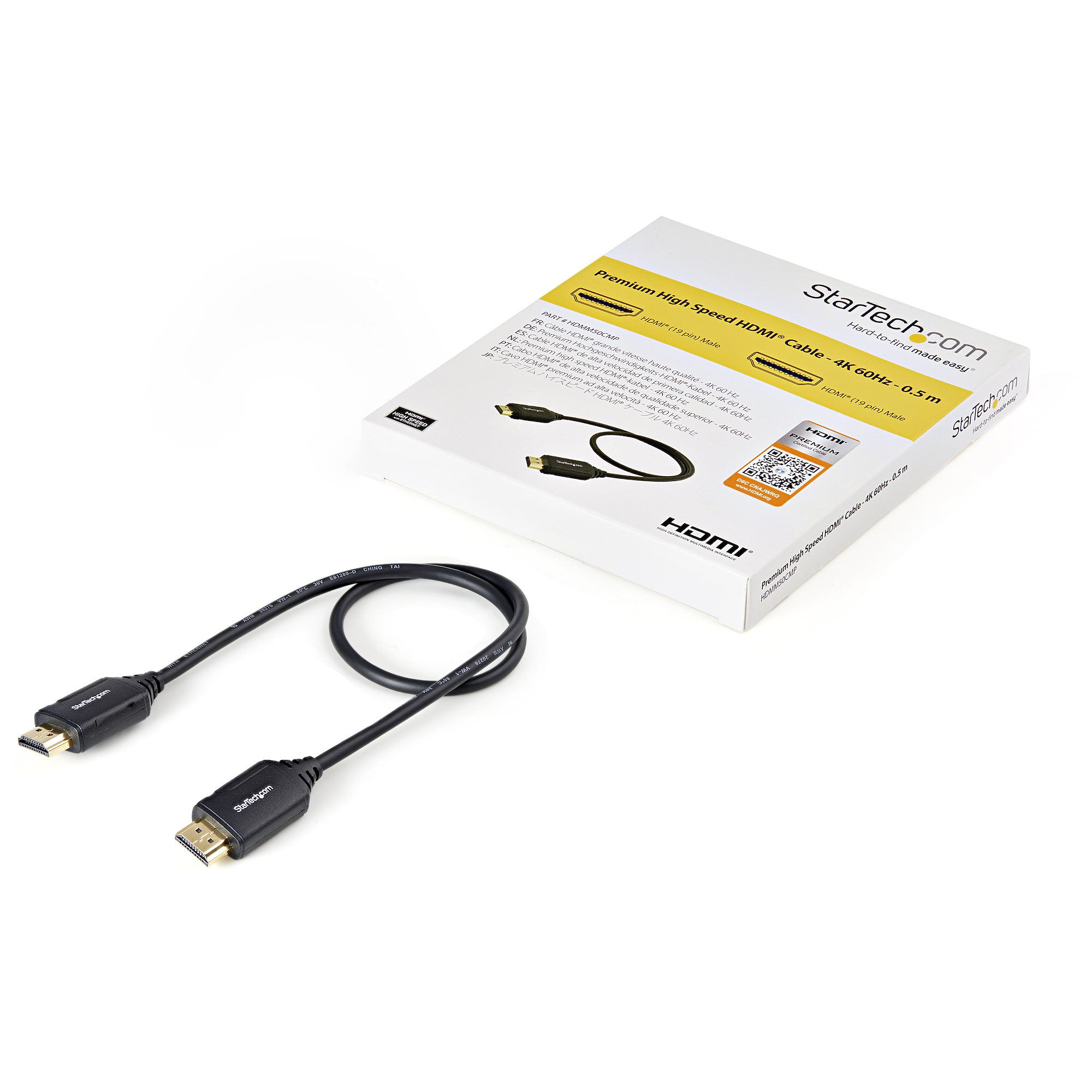 StarTech.com HDMI Kabel 0,5 m Premium High Speed 4K 60Hz Ethernet Schwarz