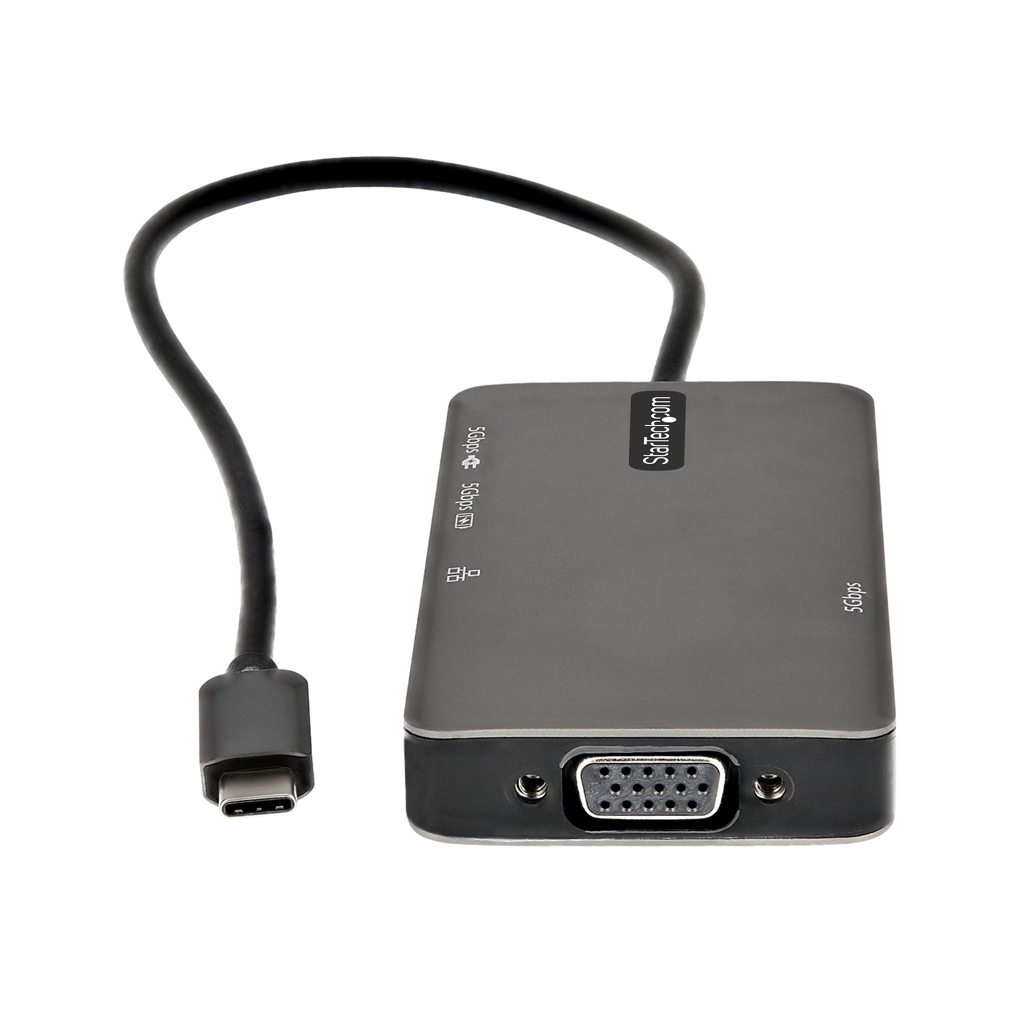 STARTECH.COM USB-C Multiport Adapter - USB-C auf 4K HDMI oder VGA Mini Dock 100W PD Passthrough 3x USB 3.0 GbE 30cm Kabel