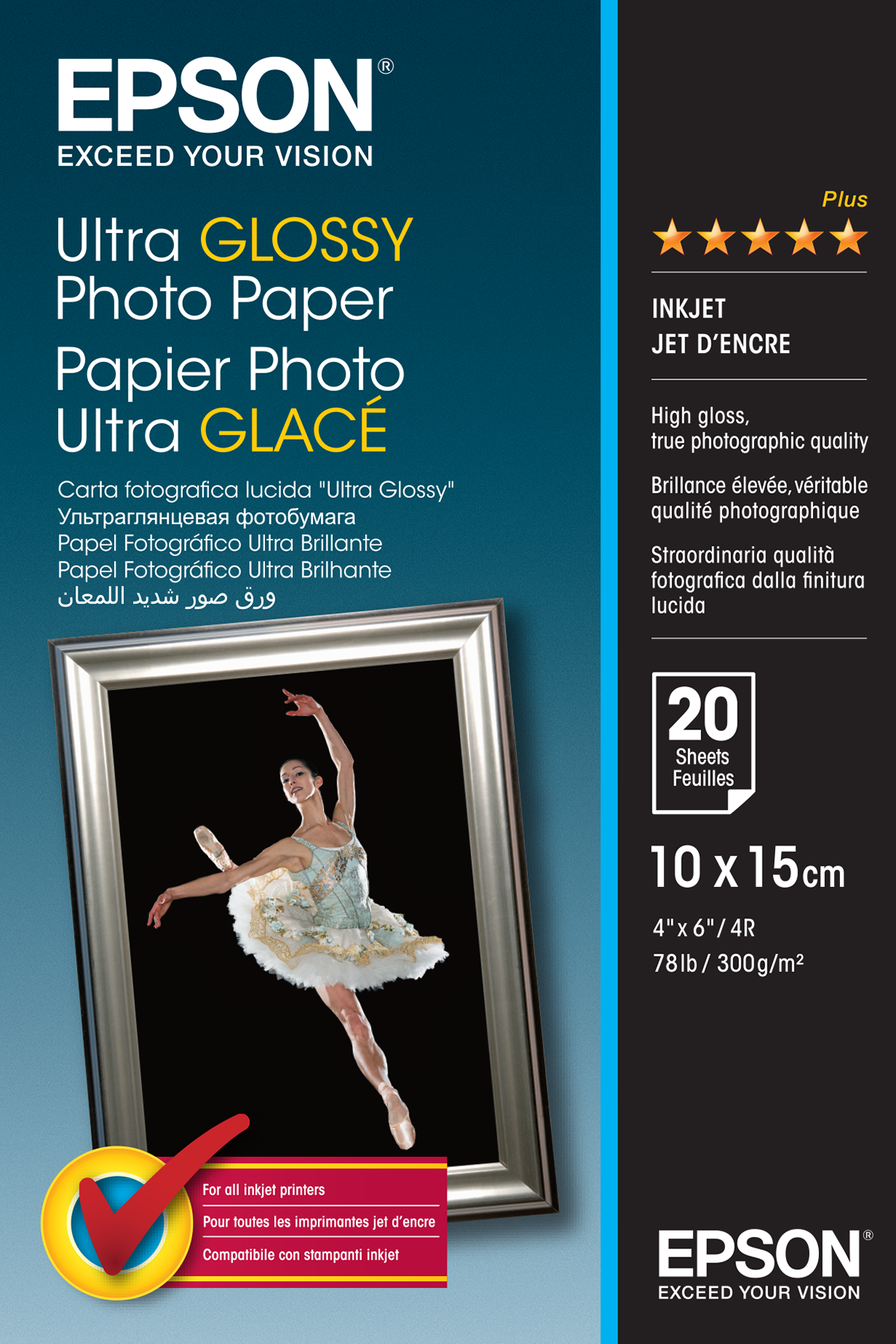 EPSON Fotopapier S041926 10,0 x 15,0 cm hochglänzend 300 g/qm 20 Blatt