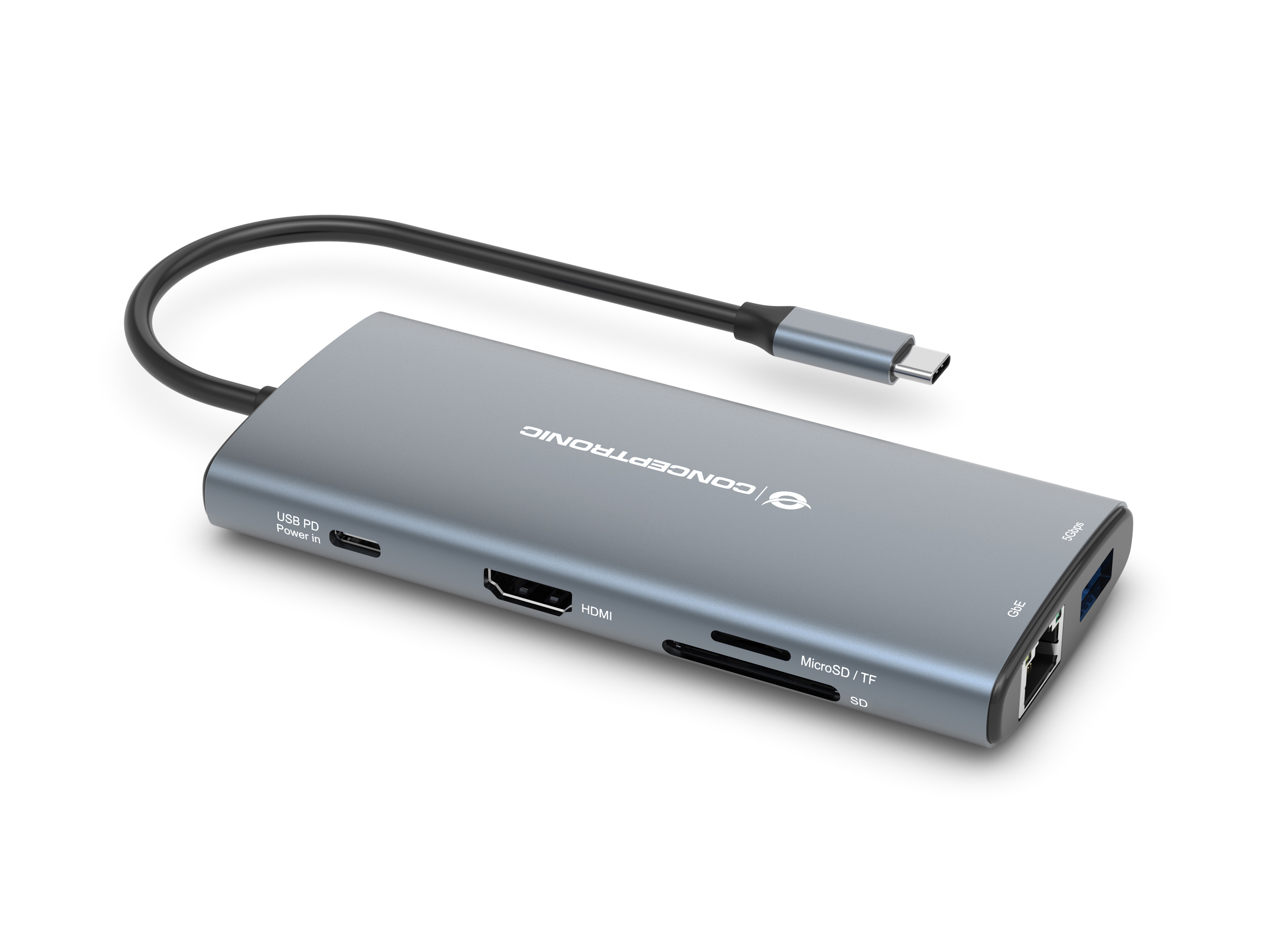 CONCEPTRONIC 10-1 Dock USB-C->HDMI/2xUSB-C/3xUSB-A/+ 20cm gr