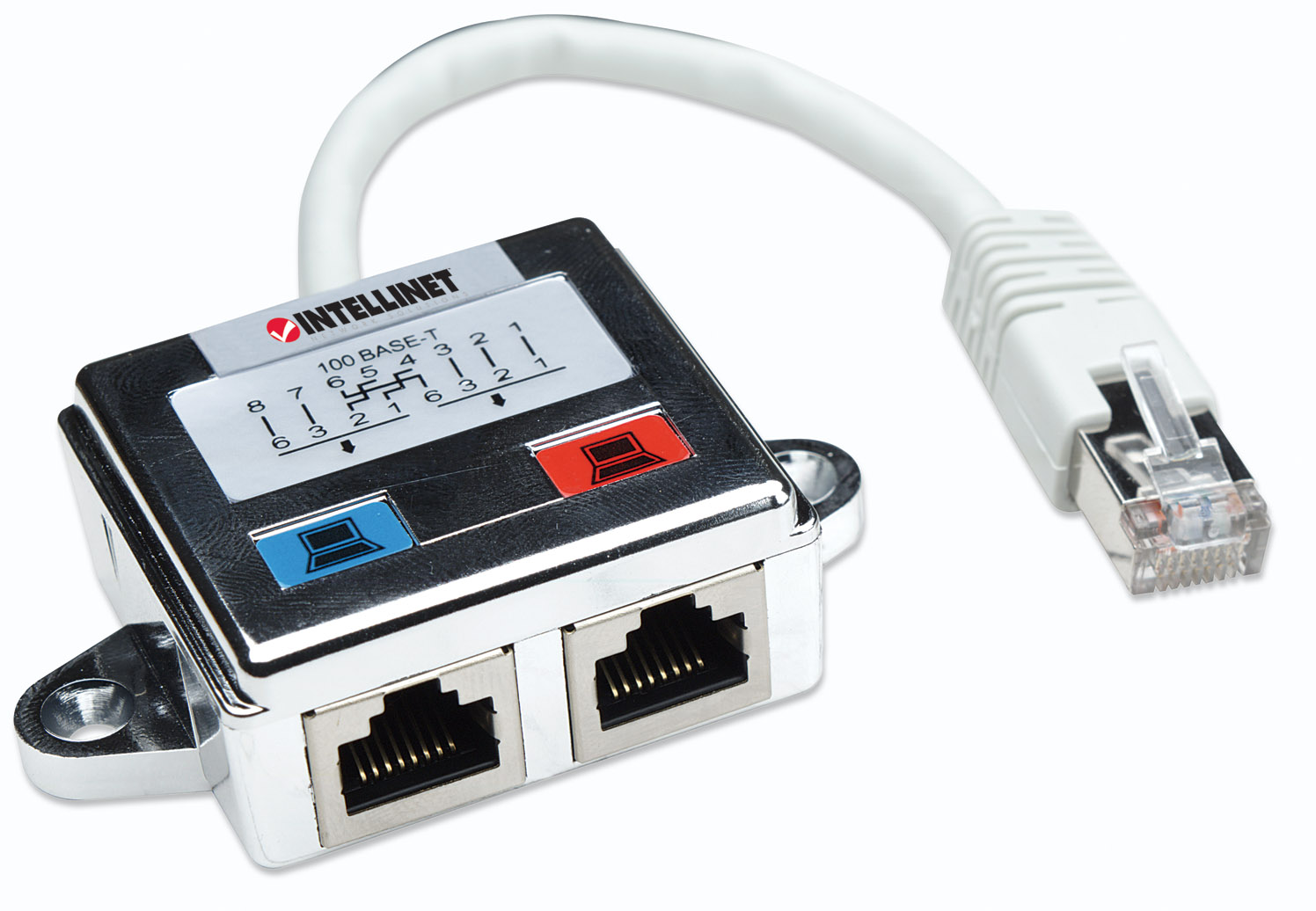 INTELLINET Verteiler RJ45 2-Port FTP silber