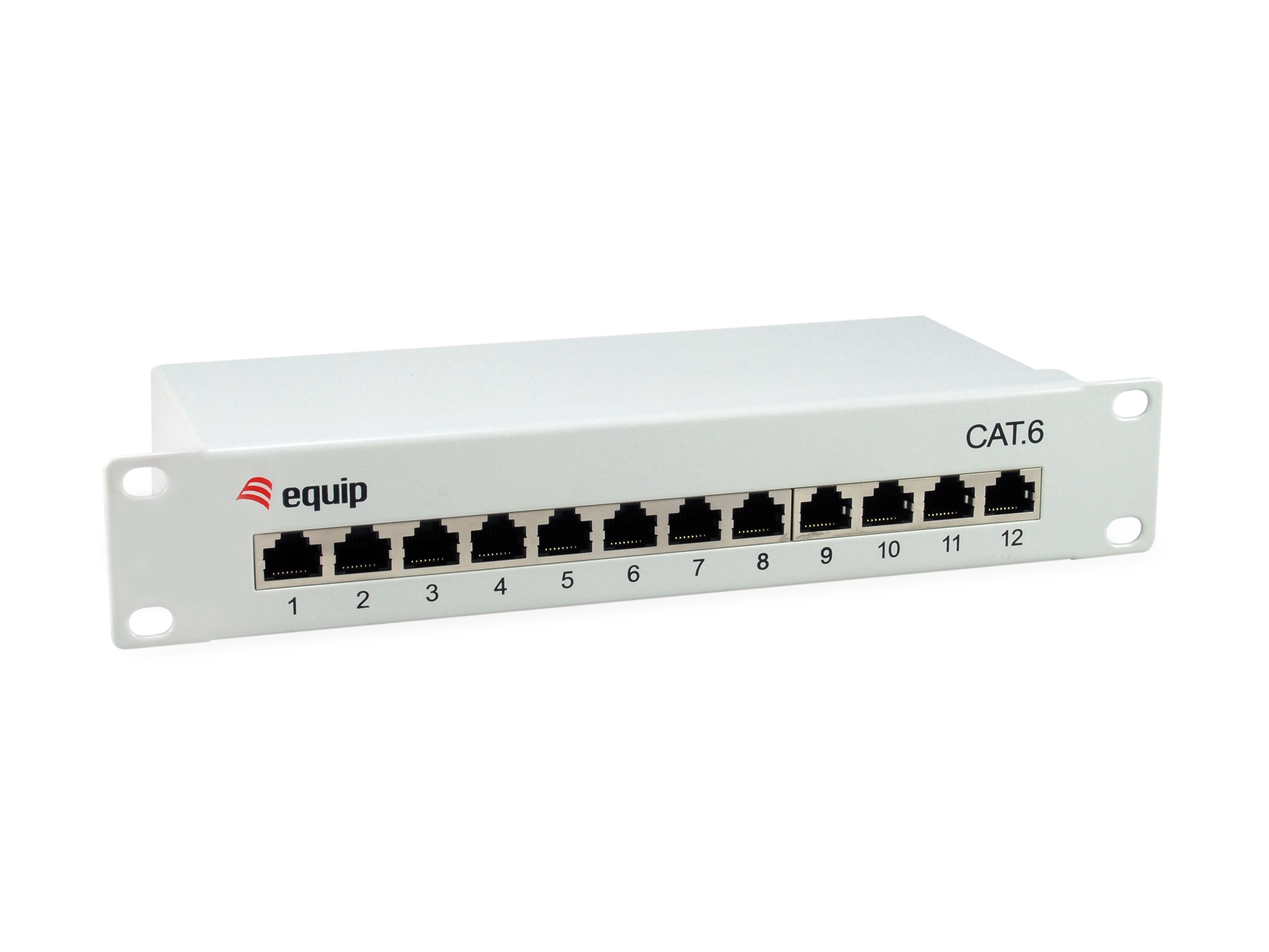 Equip 10 Patchpanel 12xRJ45 Cat6 FTP 1U 250MHz RAL7035