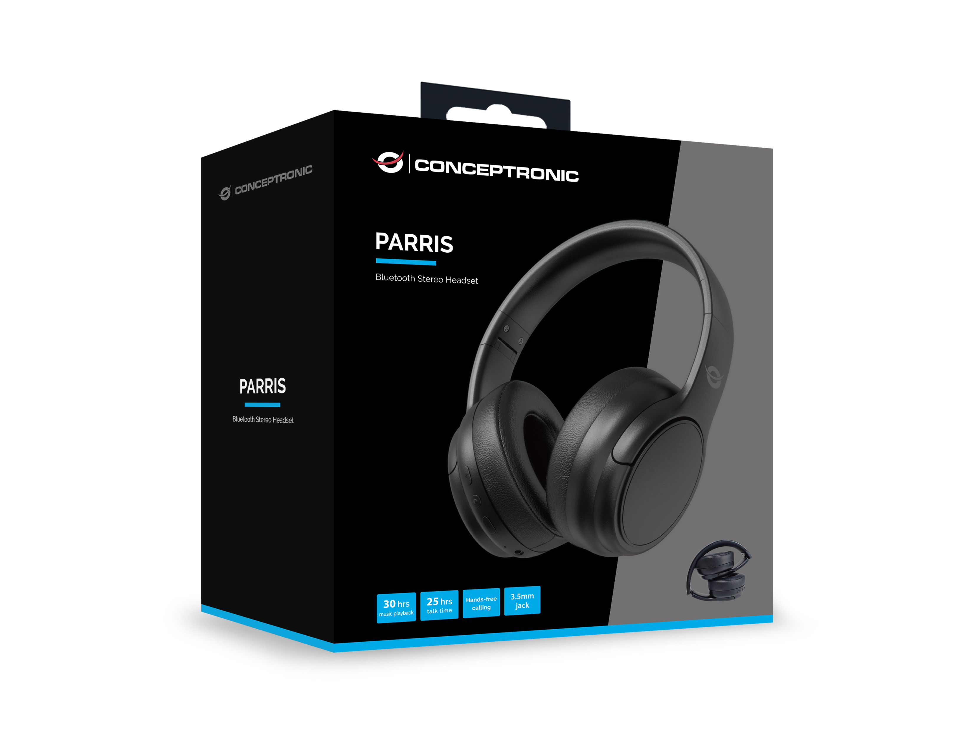 CONCEPTRONIC Headset Stereo WLS BT5.4/Mikro/Faltb. 30Std sw