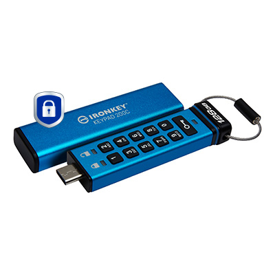 KINGSTON 128GB USB-C IronKey Keypad 200C FIPS 140-3 Lvl 3 Pending AES-256