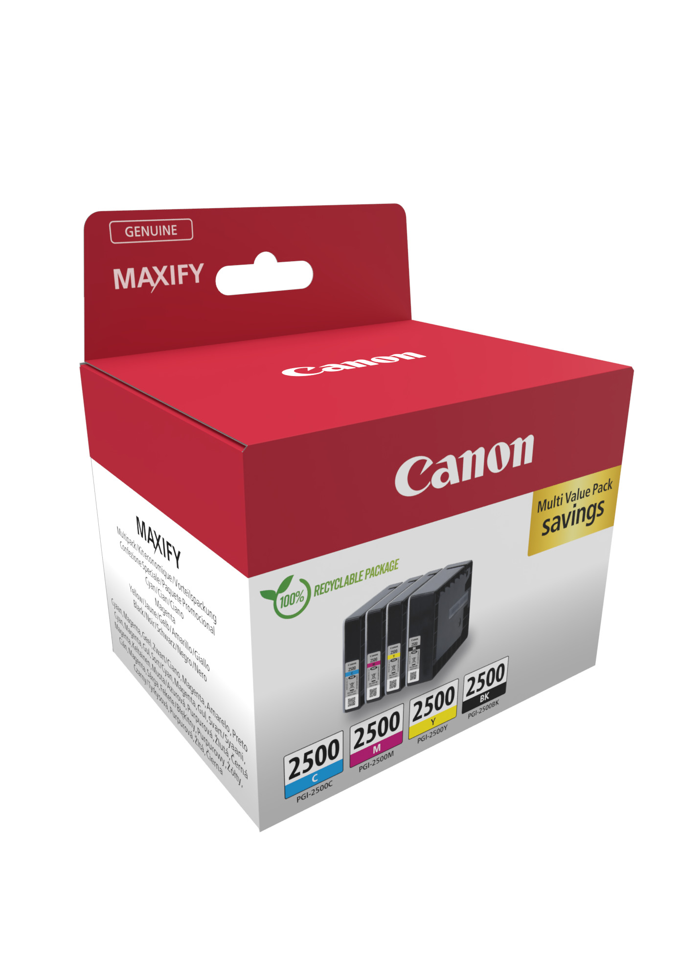 Canon PGI-2500 BK/C/M/Y schwarz, cyan, magenta, gelb Druckerpatronen, 4er-Set