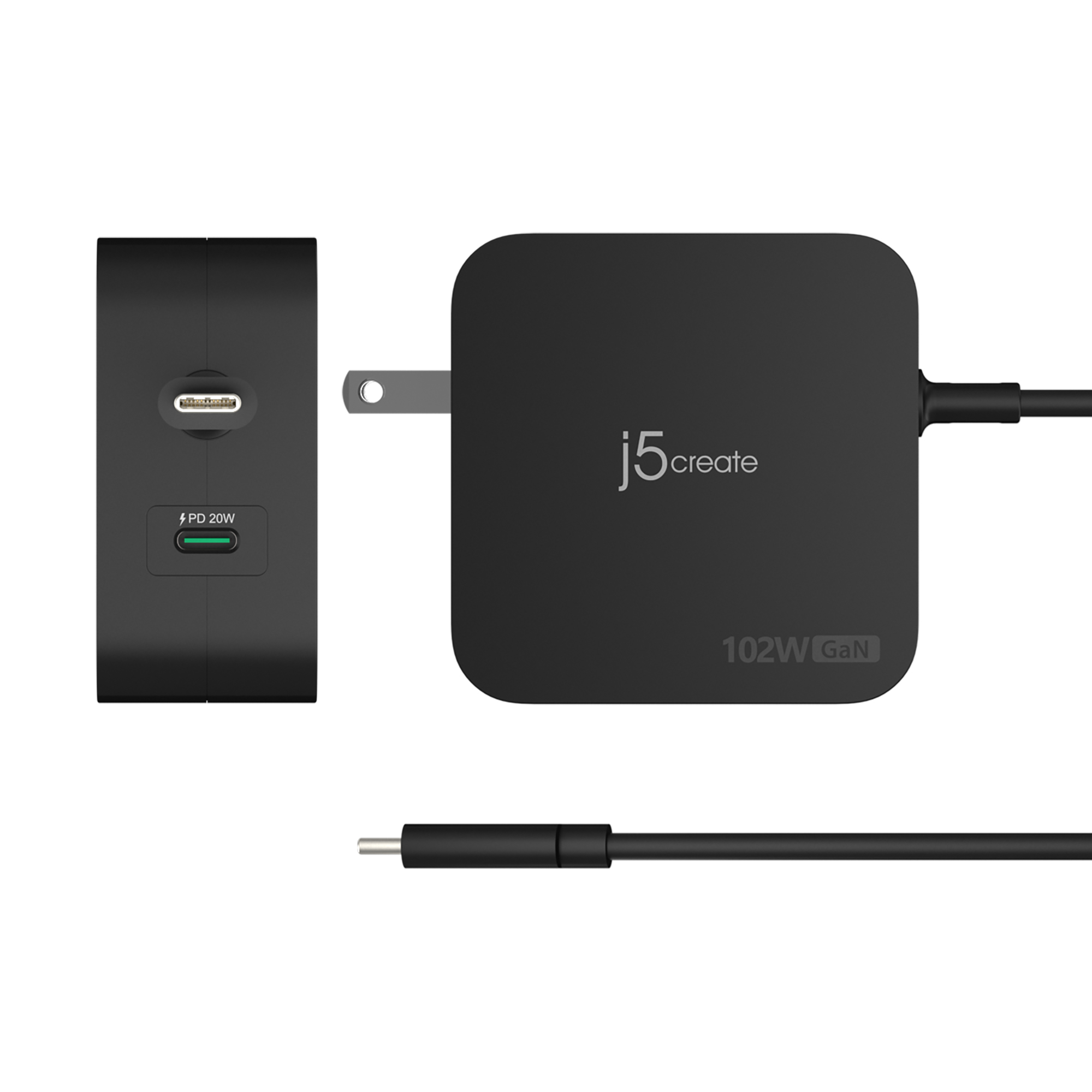 102W GAN PD USB-C 2-PORT CHARGER CHANGEABLE AC PLUGS