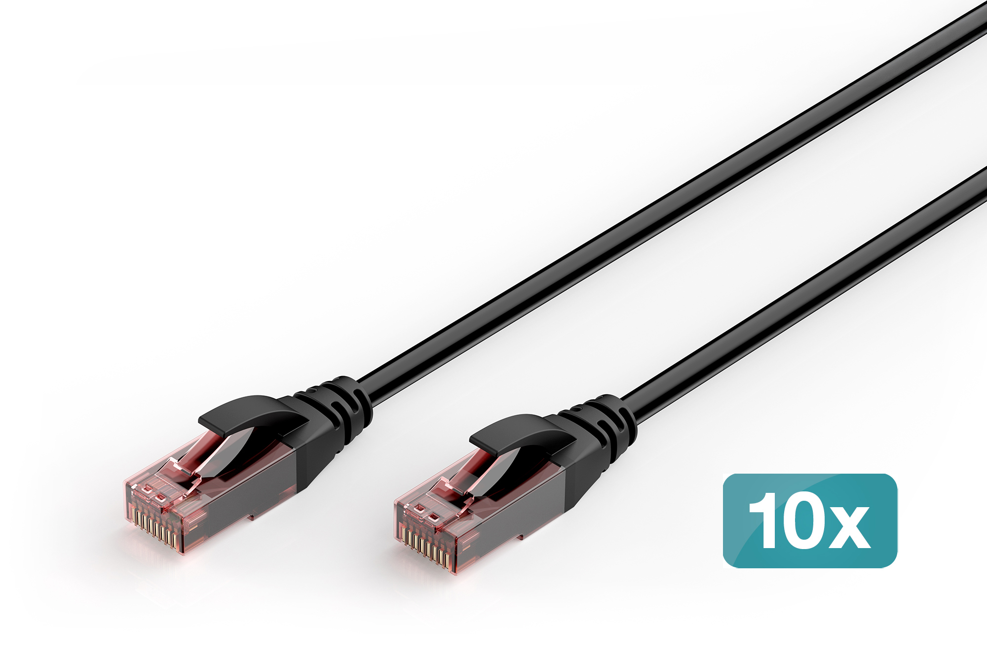 DIGITUS CAT 6 U-UTP Outdoor Patchkabel Ku PE 10 Stk. AWG 26/7 Länge 2 m schwarze Mantelfarbe