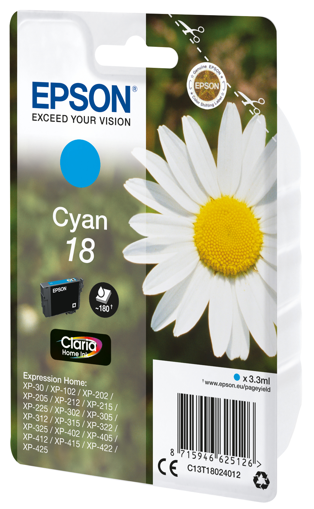 EPSON 18 / T1802 (Gänseblümchen) cyan Druckerpatrone