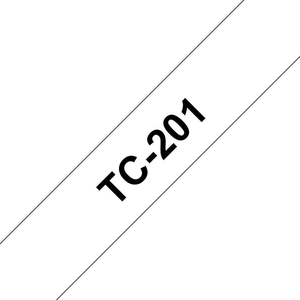 TC-201 LAMINATED TAPE 12MM F/ PT BLACK ON WHITE