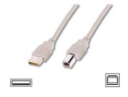 DIGITUS USB 2.0 Anschlusskabel Typ A -B St/St 1.8m beige