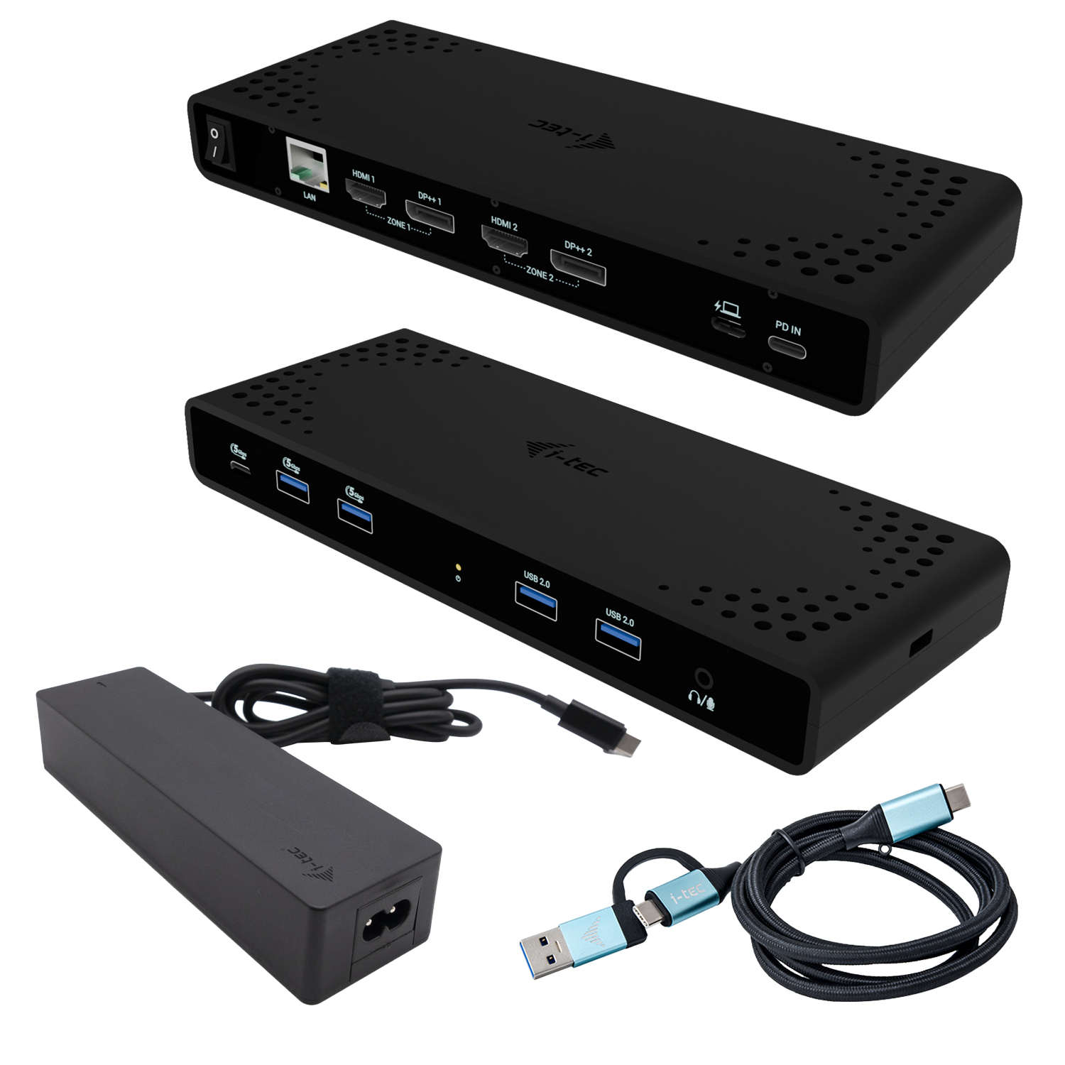 I-TEC Universal Dual 4K Display Docking Station PD 85W + USB-C Charger 100W