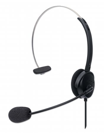 MANHATTAN USB Mono Headset Over-Ear USB-A-Stecker schwarz