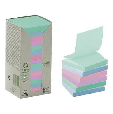 Post-it® Recycling Z-Notes Haftnotizen farbsortiert, 16 Blöcke
