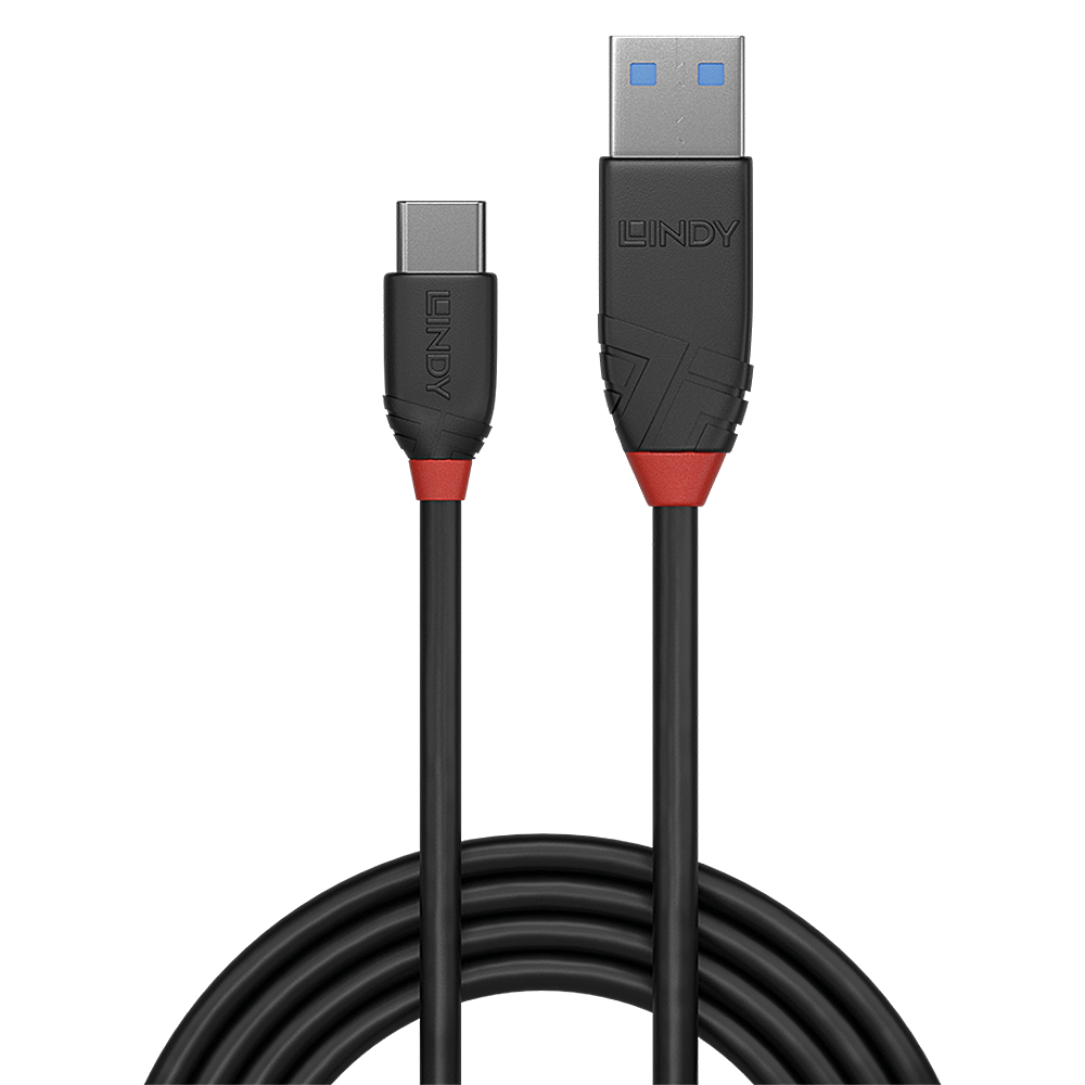 LINDY USB 3.1 Kabel Typ A/C 3A Black Line M/M 1.5m