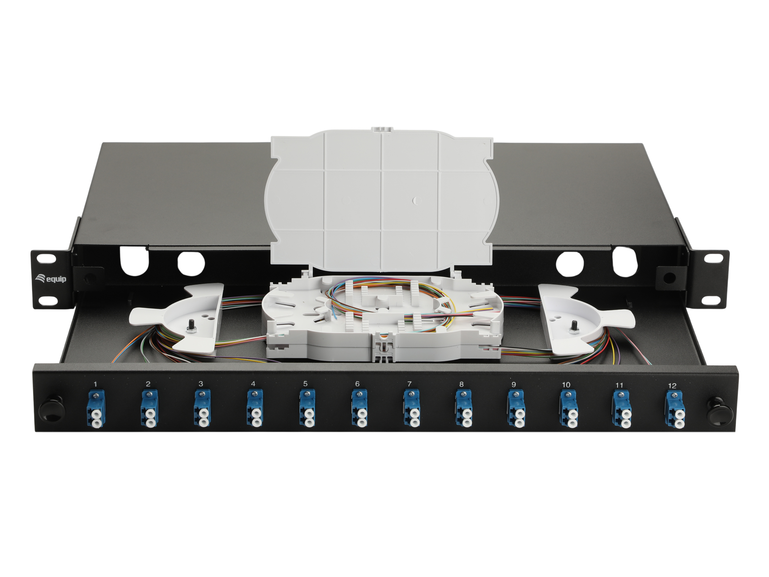 Equip LWL-Spleißkasten 12-Port LC-Duplex OS2 1U komplett sw