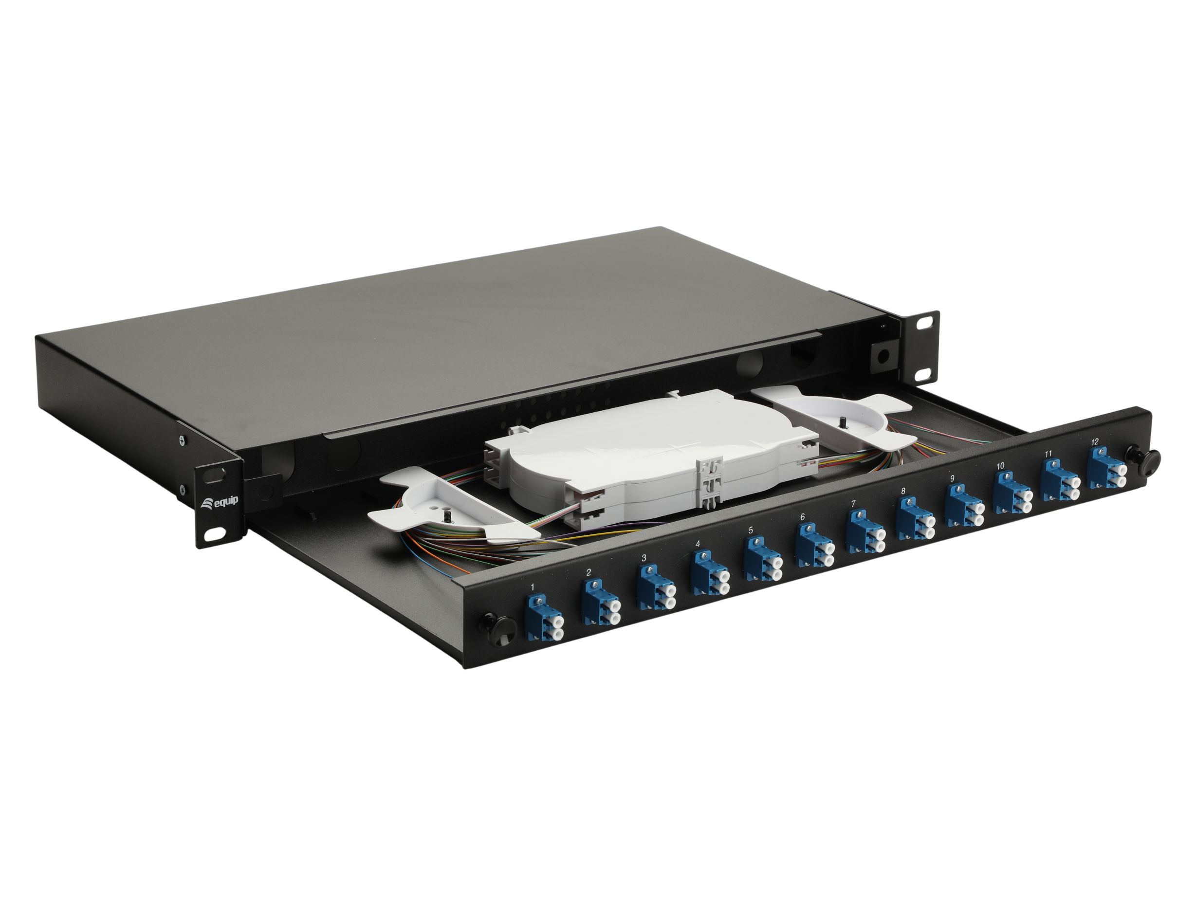 Equip LWL-Spleißkasten 12-Port LC-Duplex OS2 1U komplett sw